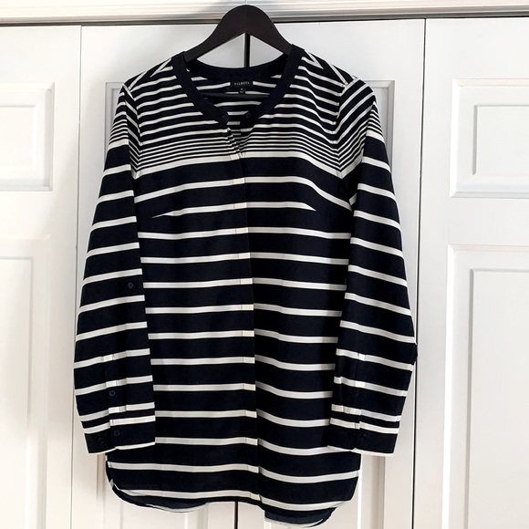Talbots Navy/White stripe blouse (M) - Picture 1 of 2
